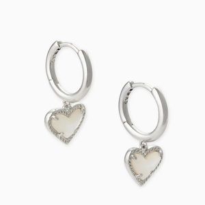 Kendra Scott Ari Heart Silver Huggie Earrings
